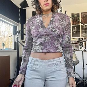 Mesh and velvet top